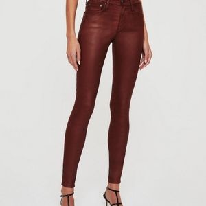 Adriano Goldschmied high waisted skinny brown leather pants